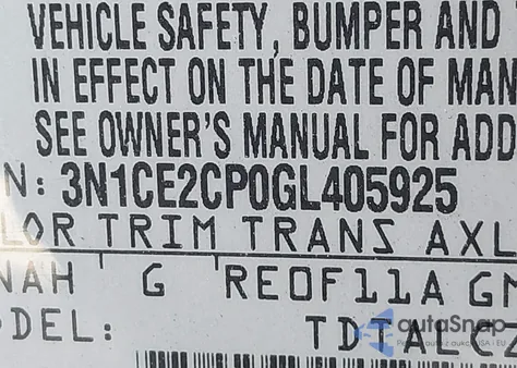 2016 Nissan Versa Note S (Sr)/S Plus/Sl/Sr/Sv z USA, uszkodzony, nr VIN 3N1CE2CP0GL405925